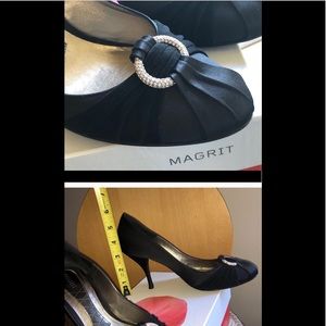Magrit Black Satin Pumps Size 38
